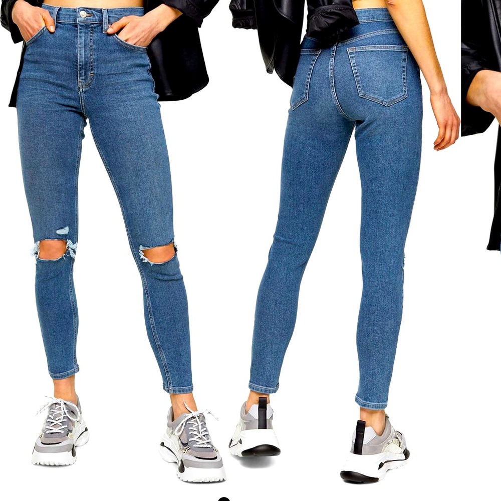 Topshop Jamie Ripped High Waist Cropped Jeans